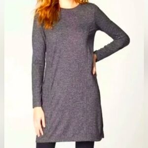 J. Jill Size XL Fit Marled Shirttail Dress Gray/Black Heather